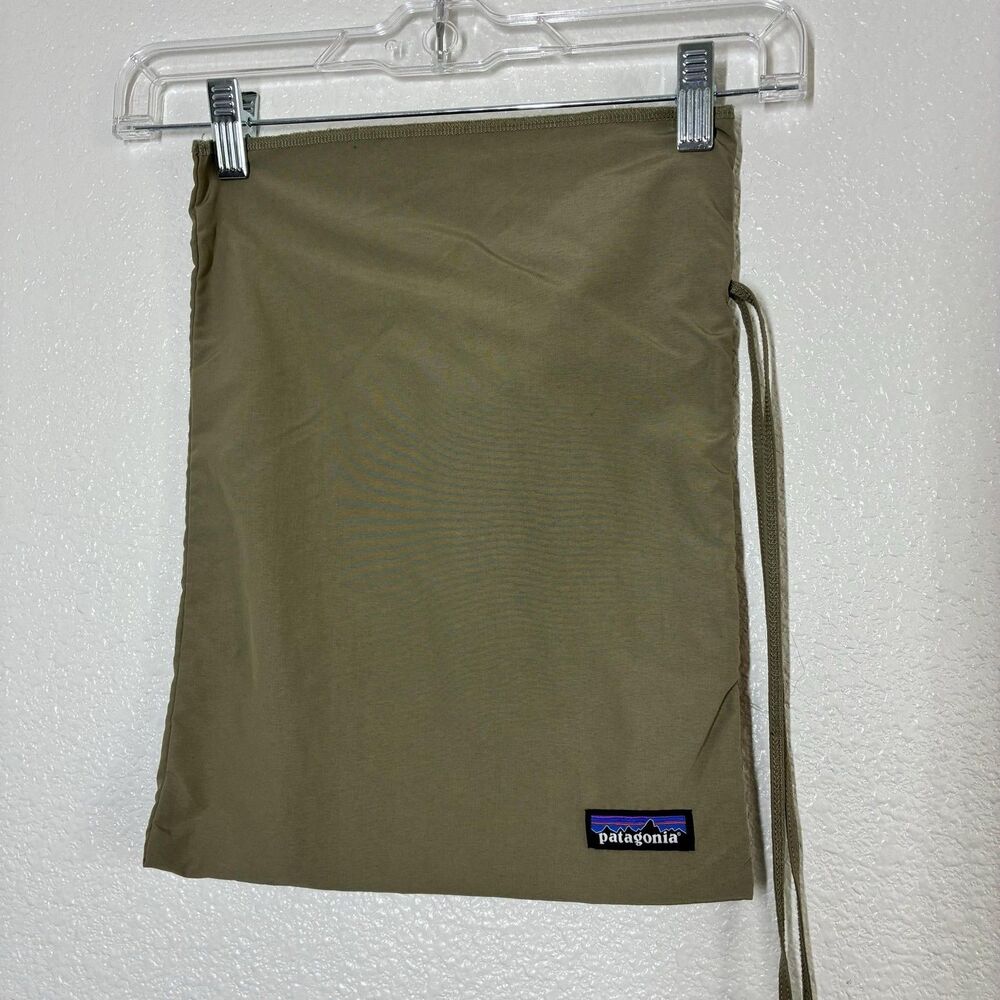 Patagonia Nylon Drawstring Shoe Bag Stuff Sack Khaki Travel Pouch Organizer